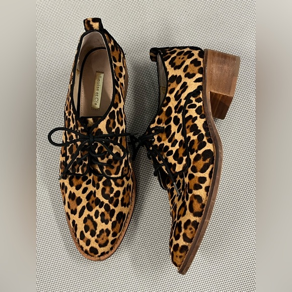 Louise et Cie leopard pattern shoes lace up / Oxfords. Calf fur & leather. 7.5 - Picture 1 of 12